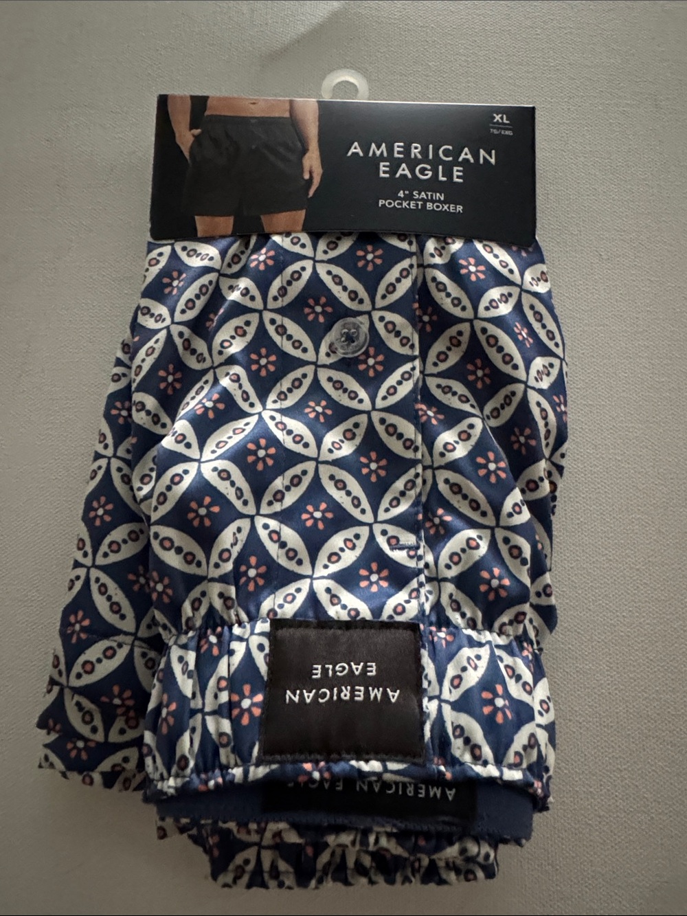 Satin Boxers Mens XL Blue American Eagle Pocket